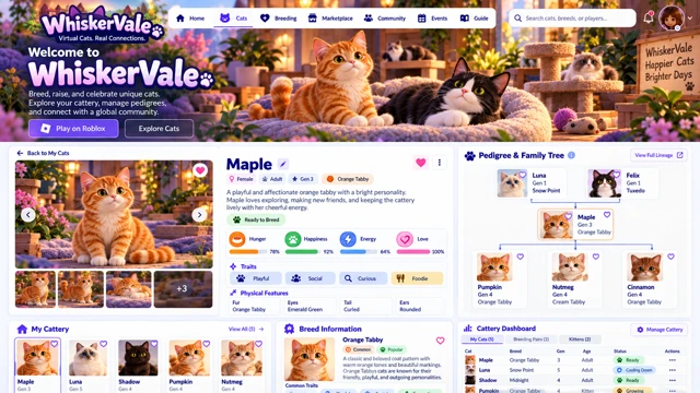 WhiskerVale cat profile and pedigree concept